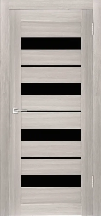 Фото Межкомнатная дверь Легенда X-5 тон Белая лиственница Остекление Лакобель черное